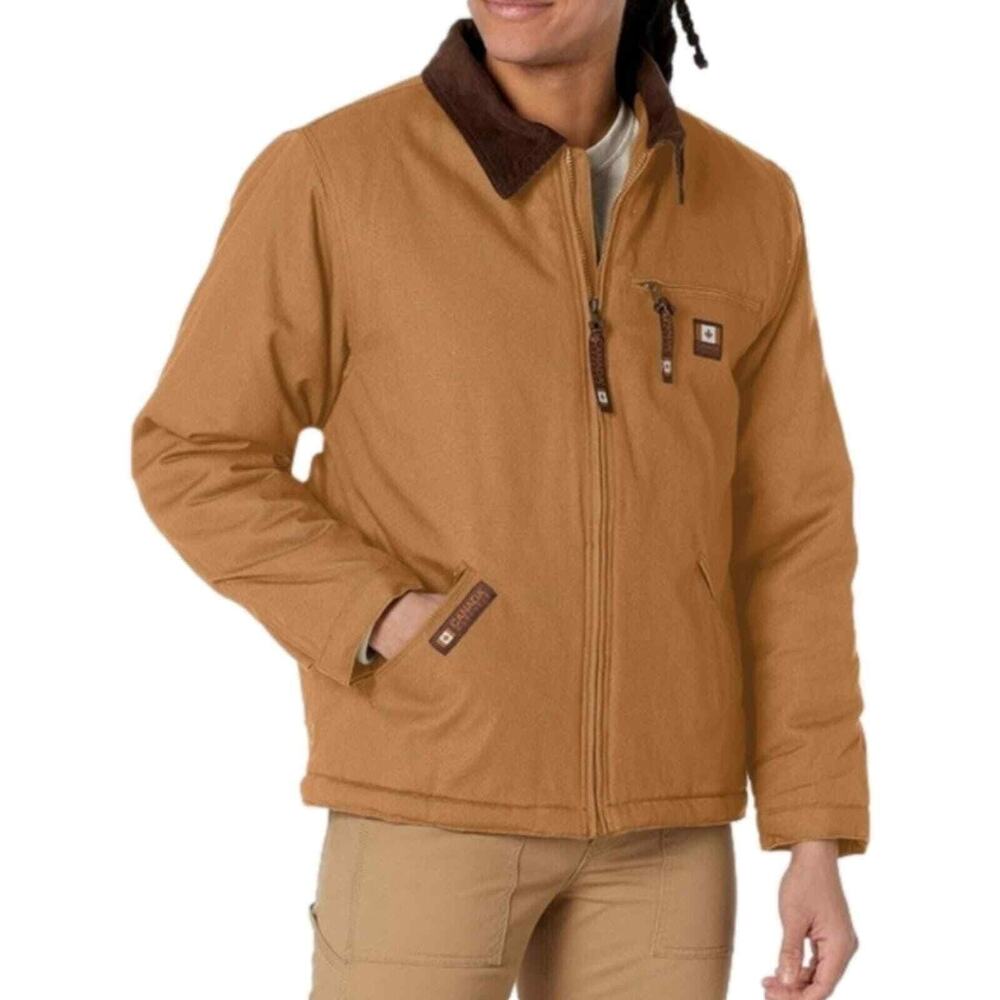 Canada Workwear Men's Sherpa Lined Canvas Work Jacket Brown Size Medium